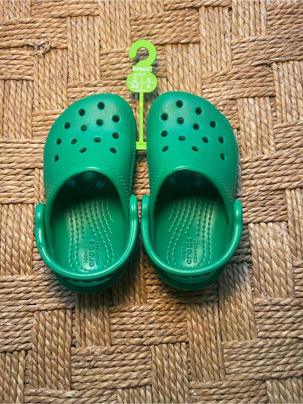 Green Kids Crocs Size C6
